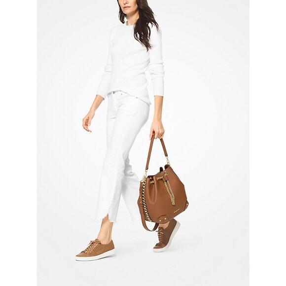 Michael Kors Alanis Large Pebbled Leather Bucket Bag Acorn New With Dust Bag - Picture 4 of 15